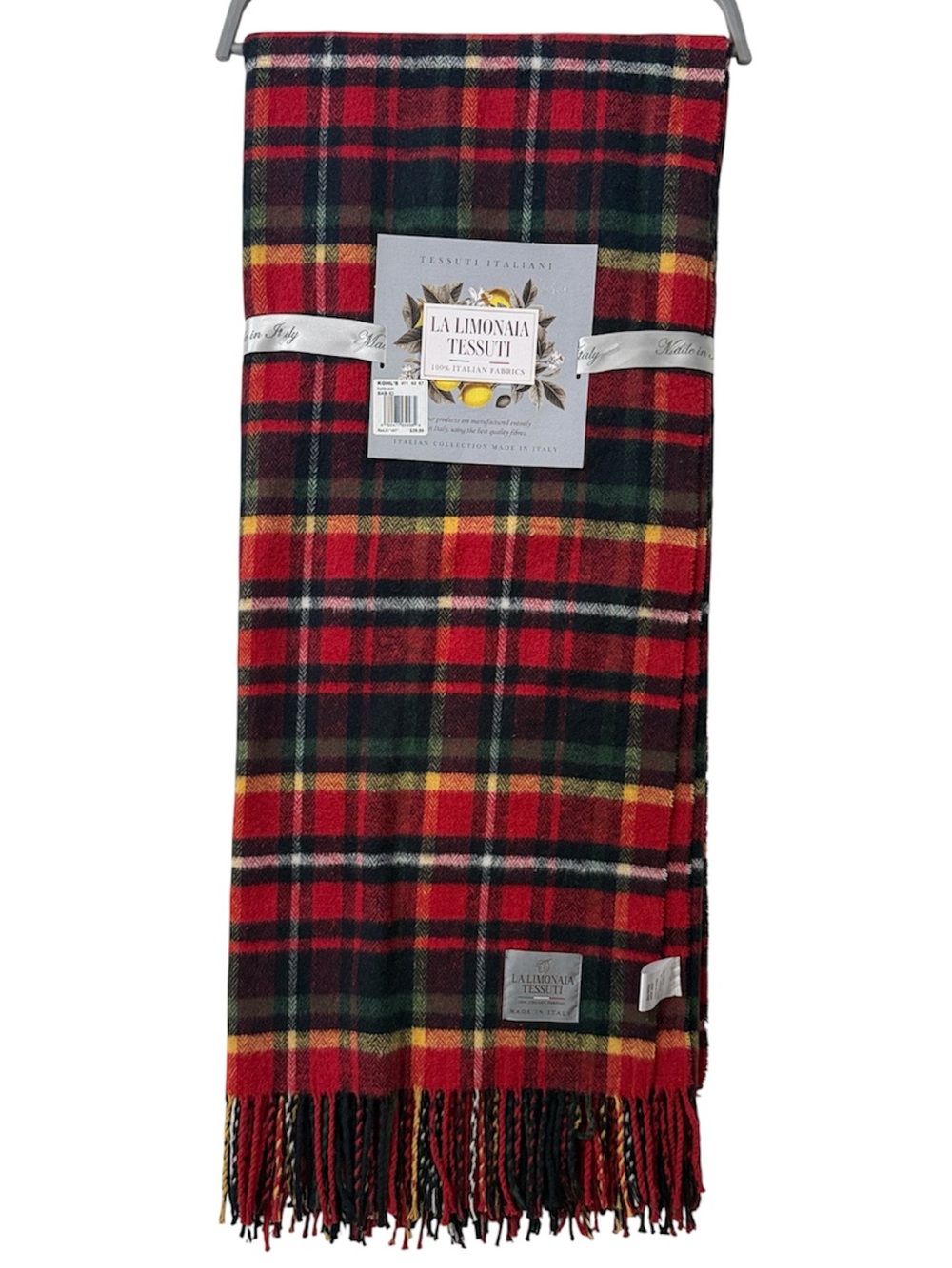 Discover Europe La Limonaia Tessuti Plaid Throw Blanket NWT